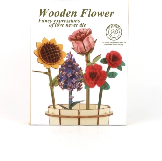 Bouquet de fleurs en bois 3D