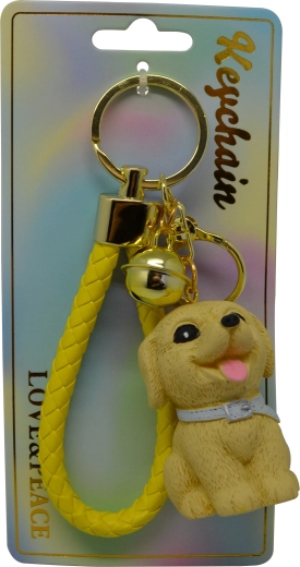 Porte-clés chien brun assis