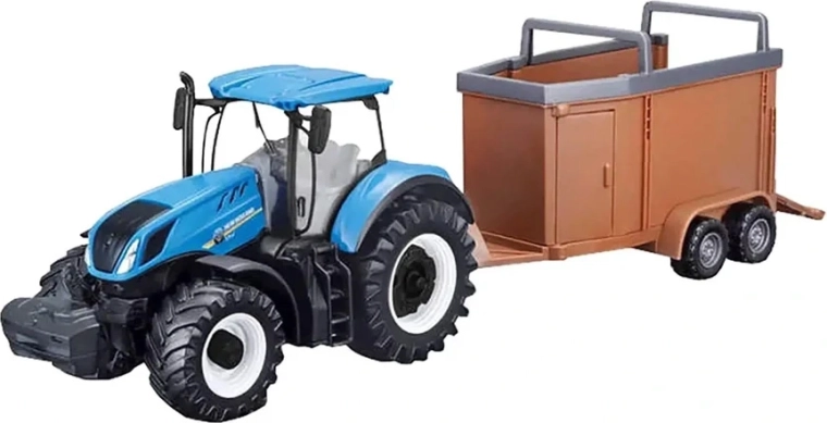 Bburago FarmLand tracteur métallique avec remorque et moteur à friction 10 cm, assortiment - 1 pièce