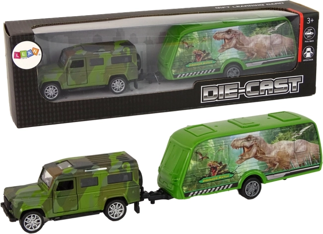 Jouet Jeep avec remorque et dinosaures