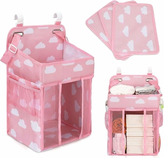 Ag637c organisateur pour lit de bébé rose