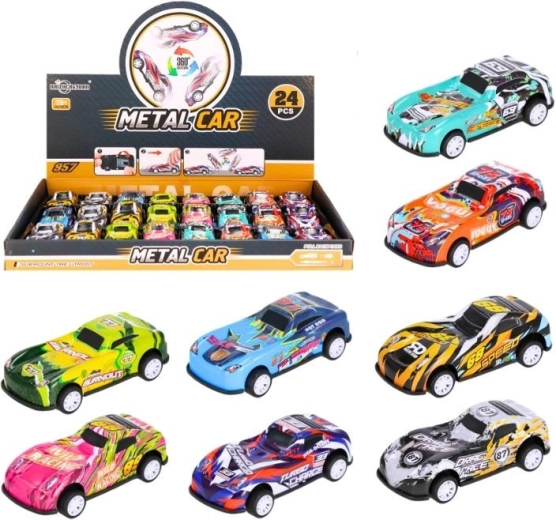Petite voiture de course en métal avec effet rotatif – 8 couleurs