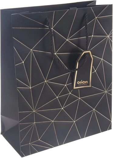 Sac cadeau en papier à motif grille noir 26 × 12 × 32 cm
