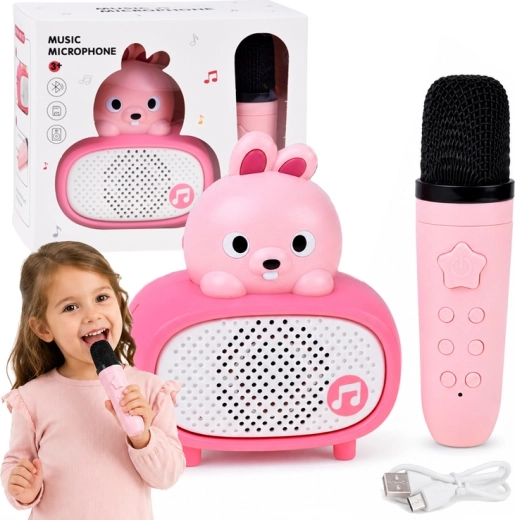 Karaoké interactif pour enfants avec micro Bluetooth et haut-parleur lapin