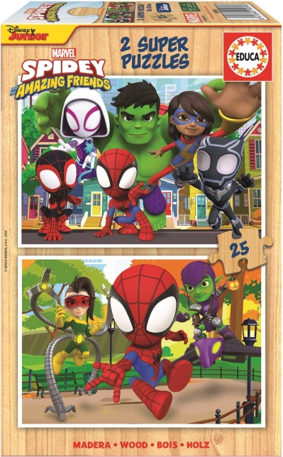 EDUCA Puzzle en bois Spidey et ses amis extraordinaires 2x25 pièces