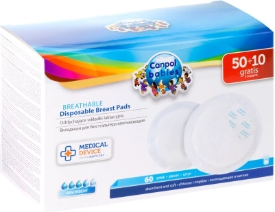 Canpol babies coussinets d’allaitement moulés et respirants 3D, 60 pcs (50 + 10 gratuits)