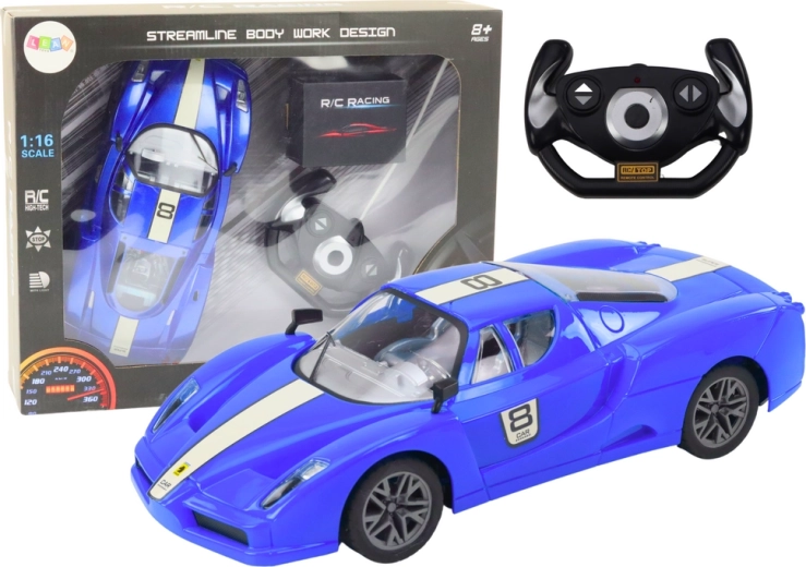 Voiture de sport télécommandée 1:16 R/C bleue