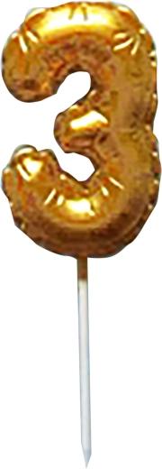 Bougie de gâteau chiffre 3 dorée 6 cm