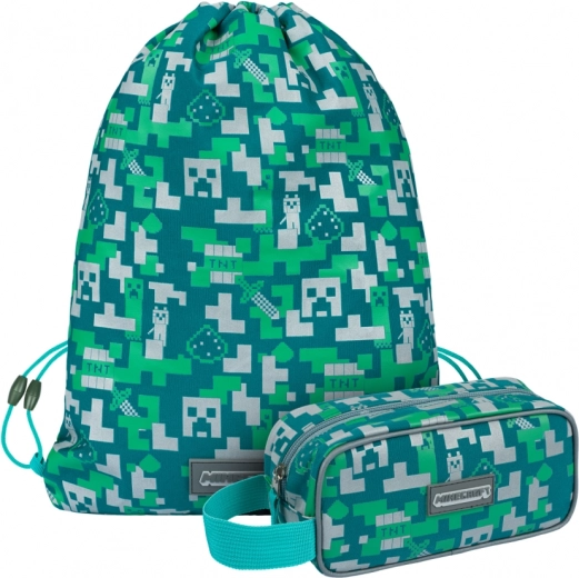 Set scolaire MINECRAFT Silver Creeper – trousse et sac à cordon pour chaussures