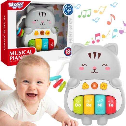 Piano interactif WOOPIE en forme de chaton avec lumières et sons