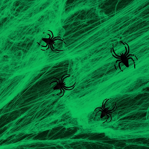 Toile d’araignée d’Halloween verte avec araignées