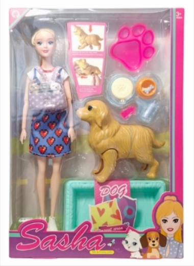 Poupée avec chienne et chiots – mise bas interactive