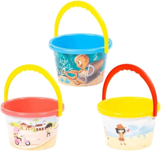 Seau en plastique moyen avec impression - 1 pièce