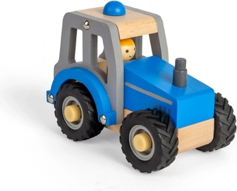 Tracteur en bois bleu pour enfants