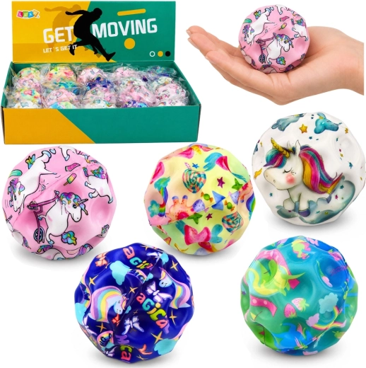 Balle antistress en mousse avec alvéoles motif licorne 7 cm - 1 pièce