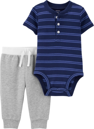 Ensemble 2 pièces Carter’s pour bébé – body à manches courtes et pantalon de survêtement Black Animals (garçon)
