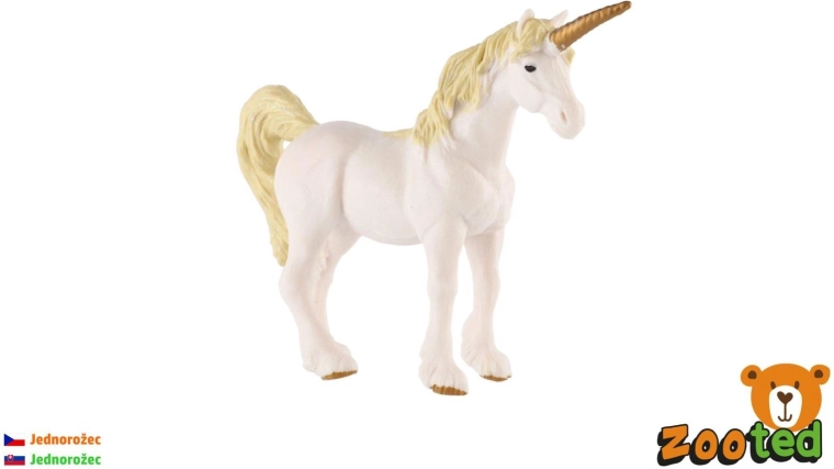 Licorne en plastique blanc et doré de 16 cm