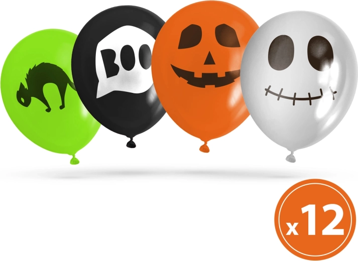Ensemble de ballons d'Halloween avec 4 motifs, 12 pièces