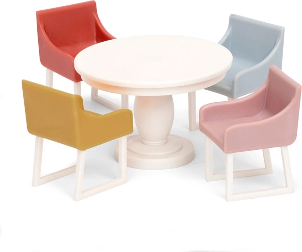 Ensemble de salle à manger pour maison de poupées Lundby Basic – table ronde et 4 chaises