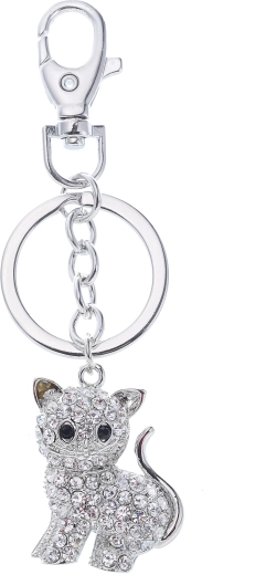 Porte-clés chat argenté PINK