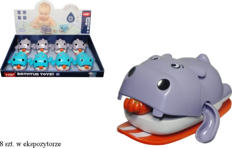Petit hippopotame flottant sur planche – jouet à remonter pour le bain