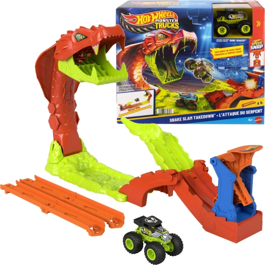 Hot Wheels Monster Trucks Snake Slam Takedown set de jeu avec le camion BONE SHAKER