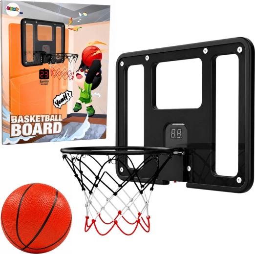 Mini panier de basket suspendu avec compteur électronique de points, lumières, sons et ballon