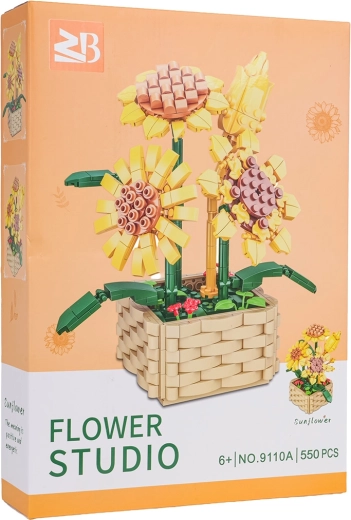 Kit de construction tournesol en pot, 550 pièces