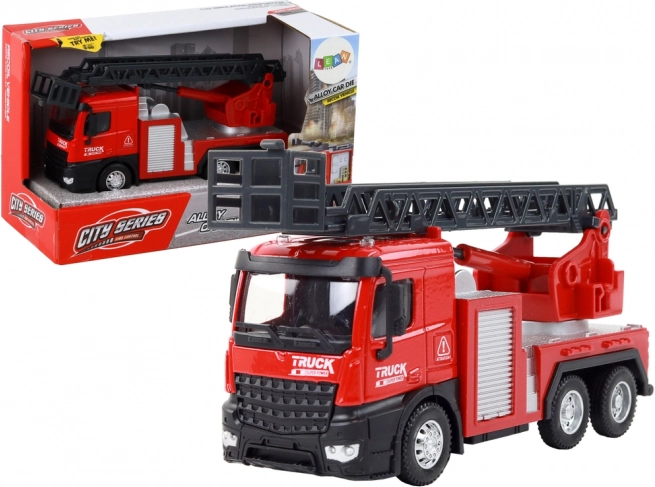 Camion de pompiers rouge avec échelle télescopique