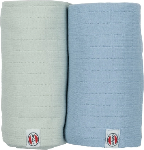 Lodger swaddler solid en coton biologique 110 × 110 cm Peppermint/Blue fogg (2 pcs)