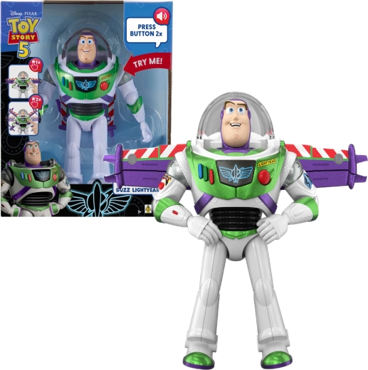 Figurine interactive Buzz l’Éclair Mattel Disney Pixar Toy Story 5 27 cm (répliques en anglais)