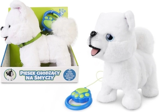 Petit chien en peluche qui marche avec laisse