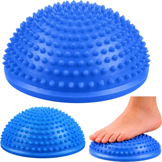 Demi-sphère sensorielle d’équilibre pour massage des pieds, bleue 16 cm