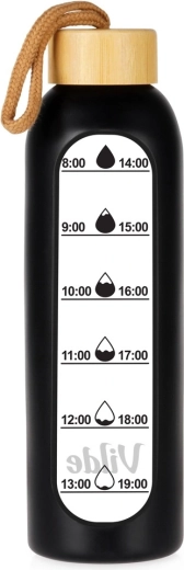 Bouteille d’eau en verre Vilde avec housse en silicone, noire 600 ml
