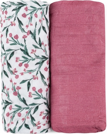 Petite&Mars langes en mousseline de bambou Misty pink meadow 2 pcs 120 × 120 cm