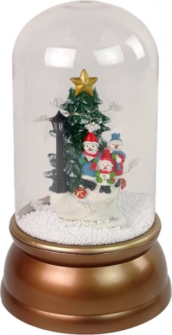 Décoration de Noël en verre avec neige et bonshommes de neige, doré