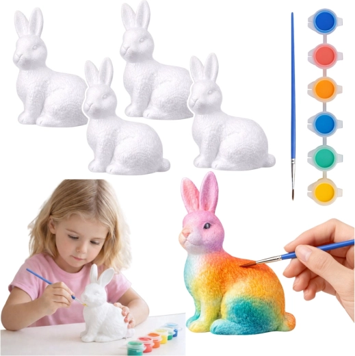 Lapins de Pâques en polystyrène à peindre - 4 pcs