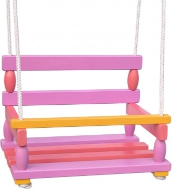 Balançoire en bois pour enfants 40 × 30 cm, charge max. 80 kg – Rose