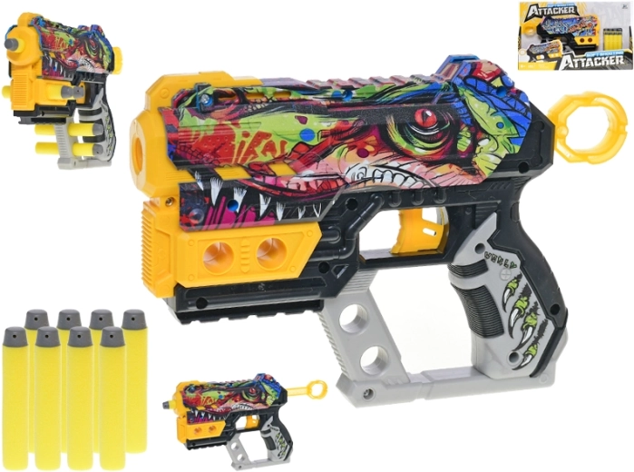Pistolet à fléchettes en mousse 22,5 cm – dino ou graffiti