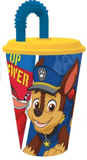 Gobelet en plastique avec paille PAW PATROL 430 ml bleu