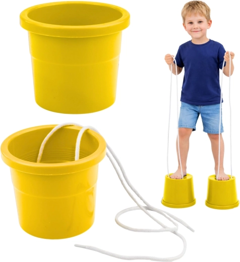 Échasses seaux pour l’entraînement de l’équilibre, jaunes, 2 pièces