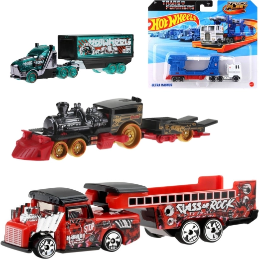 Véhicule Mattel Hot Wheels Track Fleet avec remorque Transformers - 1 pièce