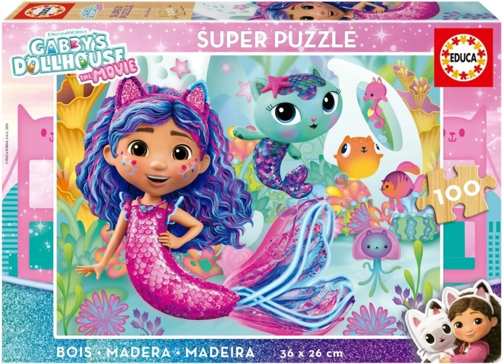 Puzzle en bois La maison magique de Gabby, 100 pièces