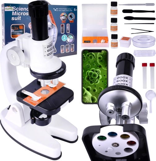 Microscope numérique led1200 – kit scientifique pour enfants avec accessoires