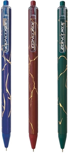 Stylo bille CONCORDE Paris – design marbre, recharge gel 0,7 mm