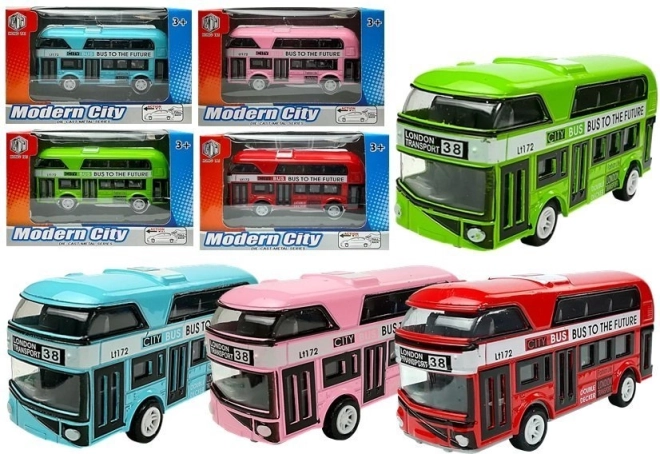 Autobus à impériale à mécanisme à remonter – modèle en métal en 4 couleurs