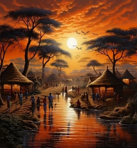 Peinture diamant coucher de soleil en Afrique 30 × 40 cm