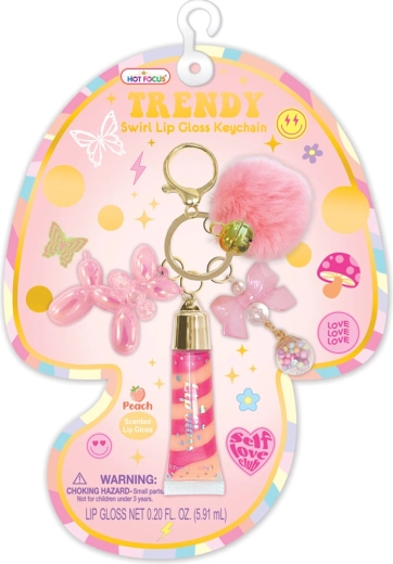 Porte-clés avec gloss à lèvres et pendentif papillon pour enfants