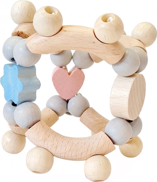 Hochet moteur Hess en forme de cœur rose et bleu