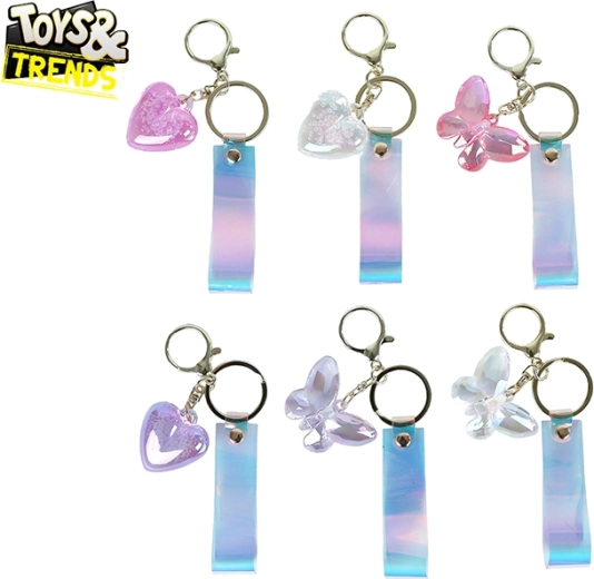 porte-clés TOYS&TRENDS – cœur ou papillon, plastique, couleurs assorties